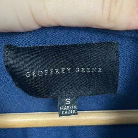 Geoffrey Beene Men's Size Small Blue Stripped 1/4 zip Nautical Sweater - Picture 7 of 8